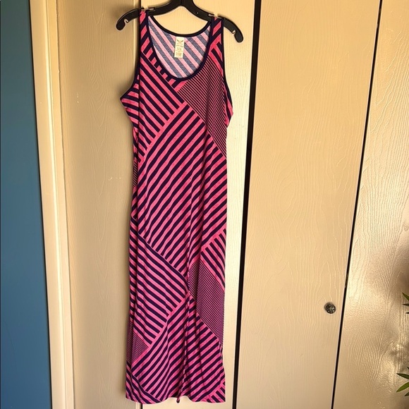 Pink and Black Striped Maxi Dress - Picture 1 of 4